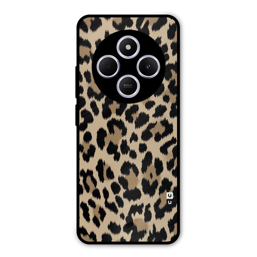 Brown Leapord Print Metal Back Case for Poco C75 5G