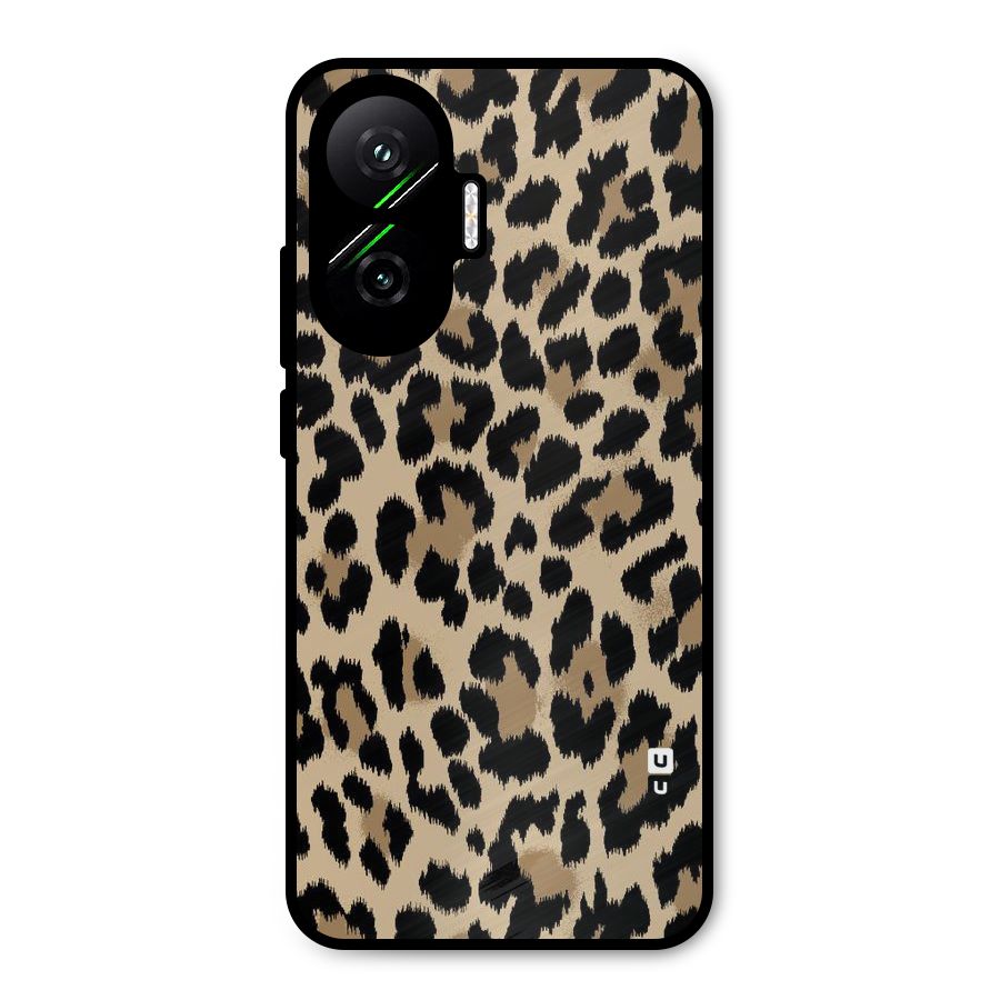 Brown Leapord Print Metal Back Case for Poco F7