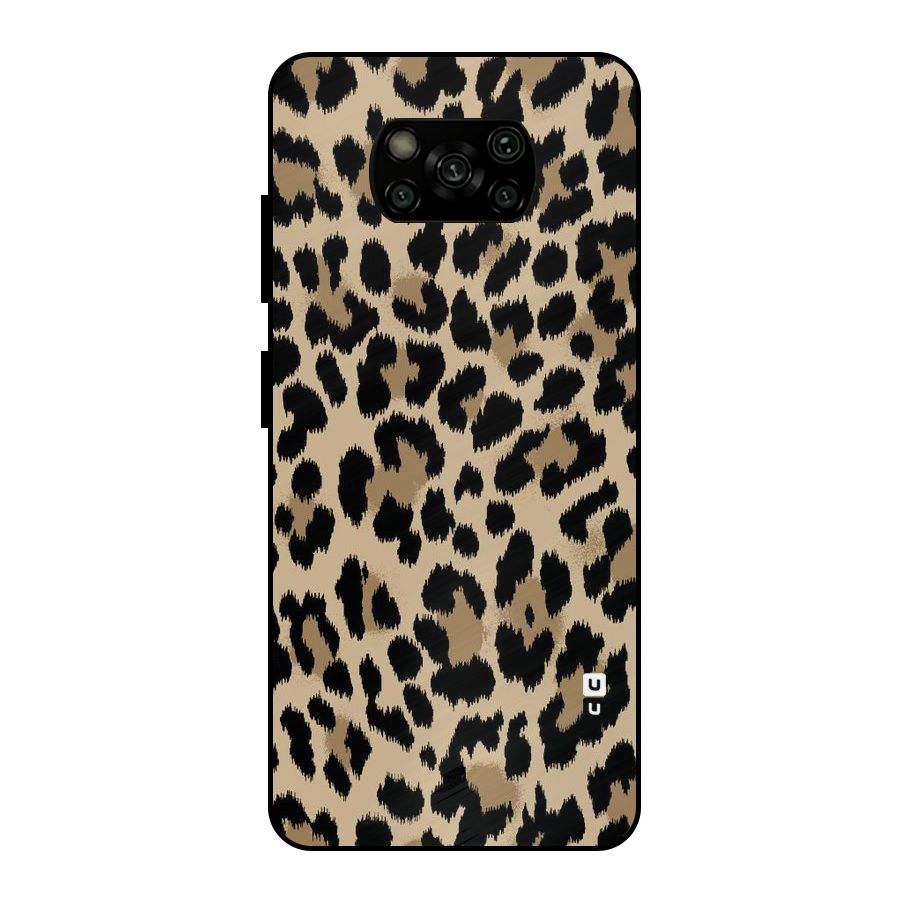Brown Leapord Print Metal Back Case for Poco X3