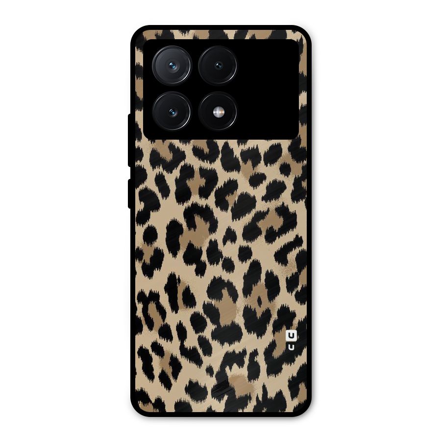 Brown Leapord Print Metal Back Case for Poco X6 Pro