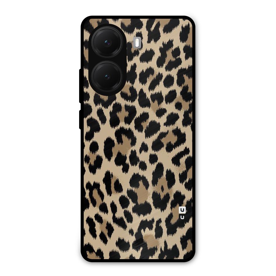 Brown Leapord Print Metal Back Case for Poco X7 Pro