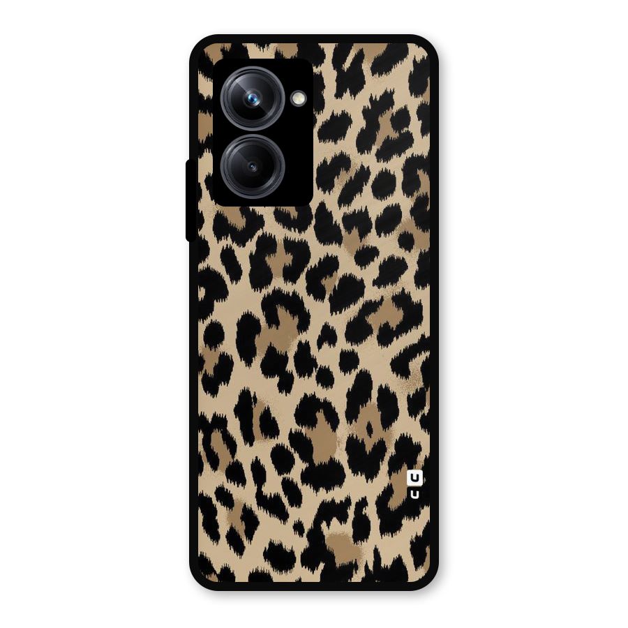 Brown Leapord Print Metal Back Case for Realme 10 Pro