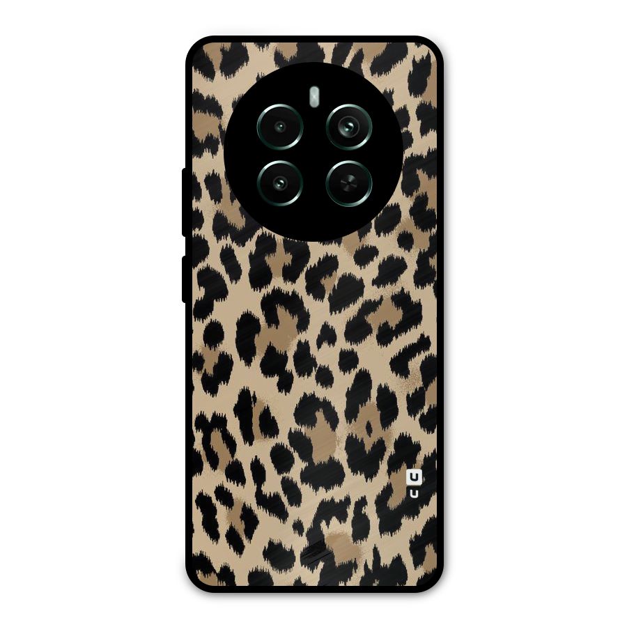 Brown Leapord Print Metal Back Case for Realme 12 Plus