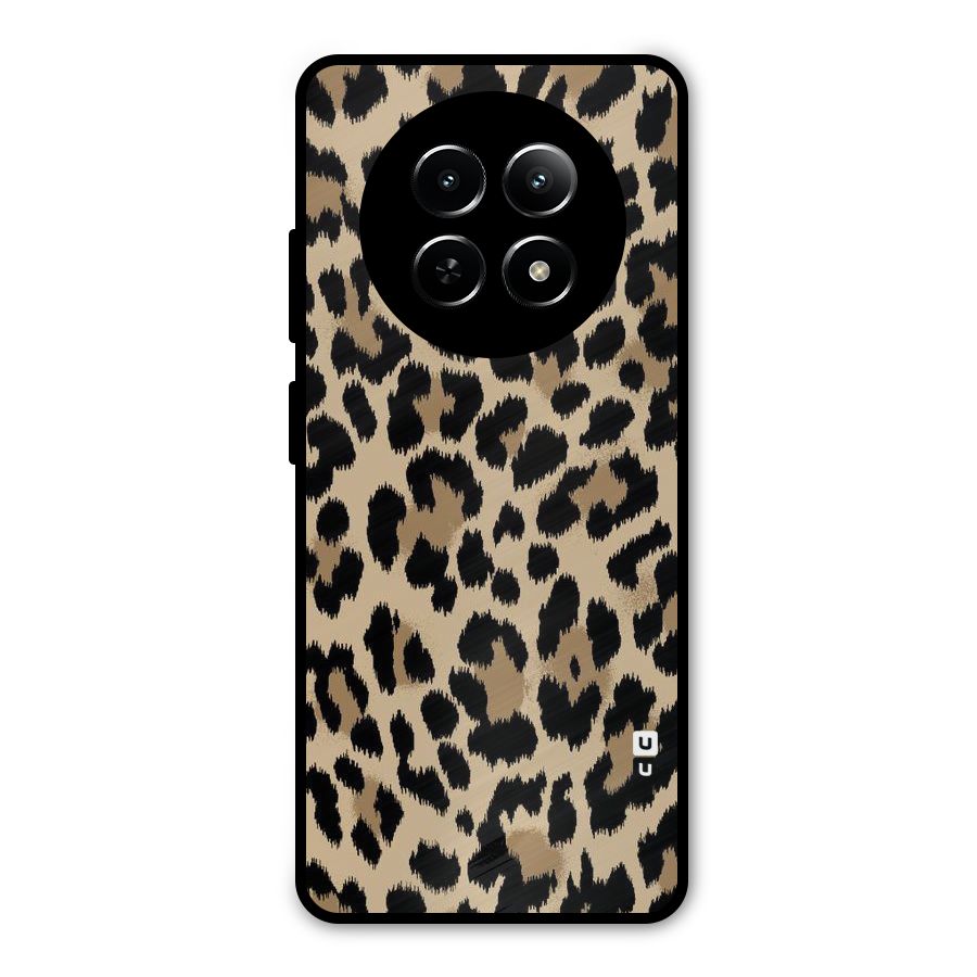 Brown Leapord Print Metal Back Case for Realme 13