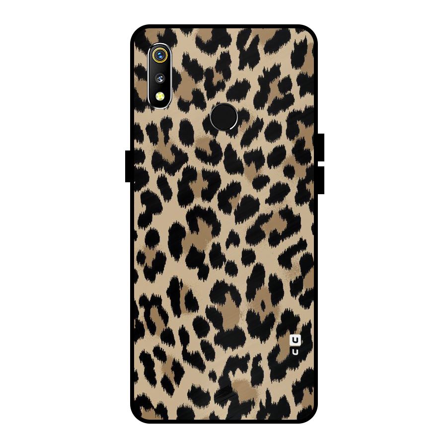 Brown Leapord Print Metal Back Case for Realme 3i