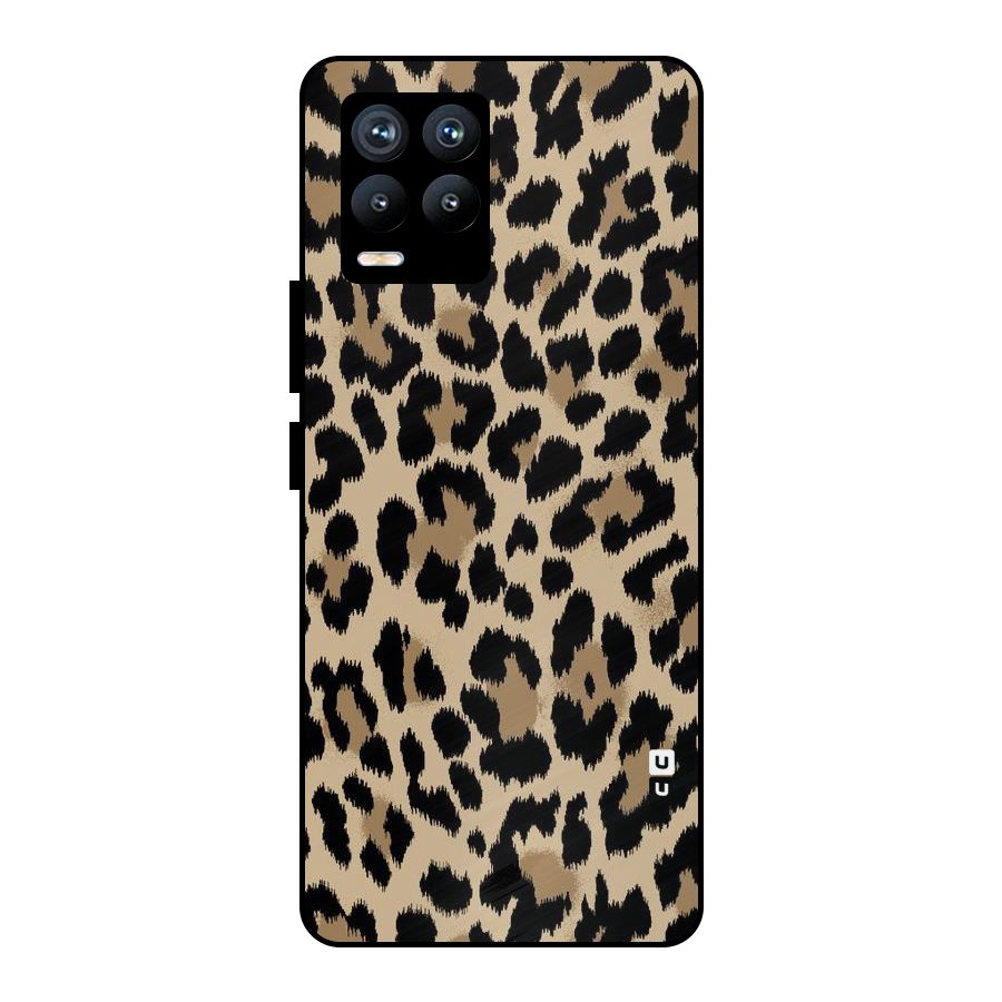 Brown Leapord Print Metal Back Case for Realme 8 Pro
