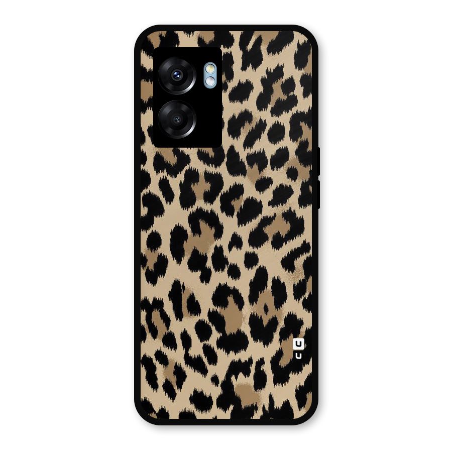 Brown Leapord Print Metal Back Case for Realme Narzo 50 5G