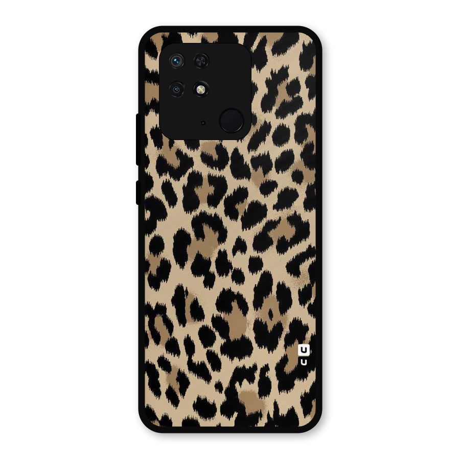Brown Leapord Print Metal Back Case for Redmi 10