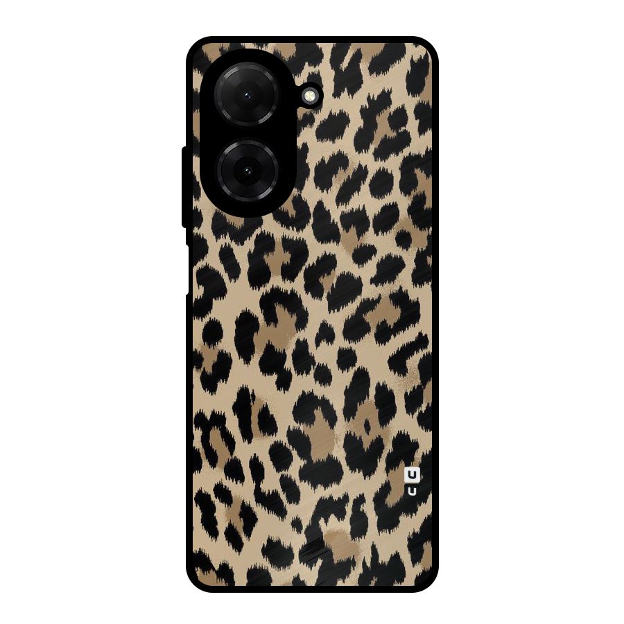 Brown Leapord Print Metal Back Case for Redmi A5 4G
