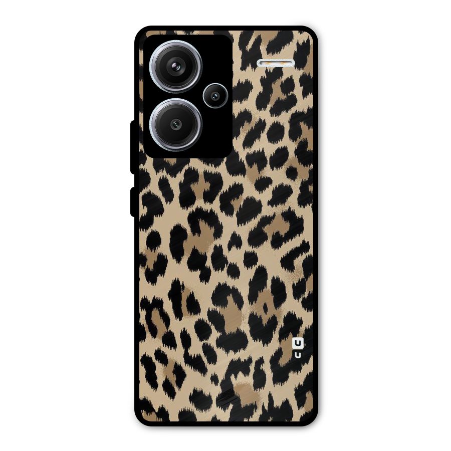 Brown Leapord Print Metal Back Case for Redmi Note 13 Pro Plus