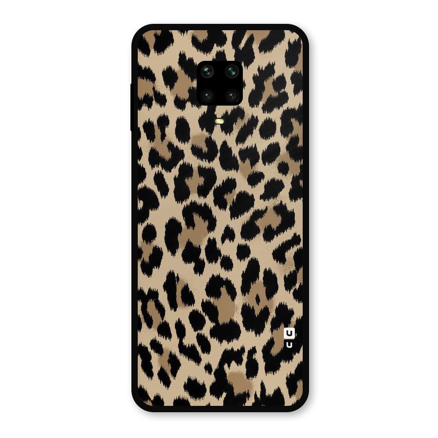 Brown Leapord Print Metal Back Case for Redmi Note 9 Pro Max