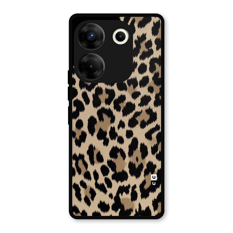 Brown Leapord Print Metal Back Case for Tecno Camon 20 Pro