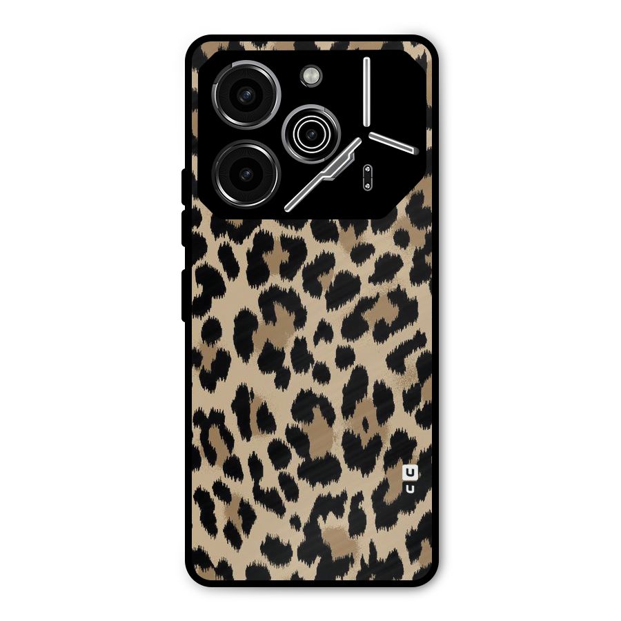 Brown Leapord Print Metal Back Case for Tecno Pova 6 Pro