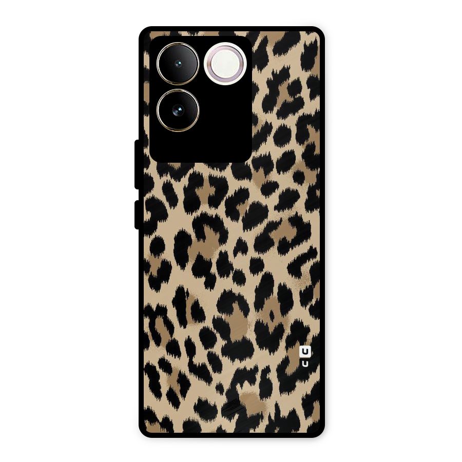 Brown Leapord Print Metal Back Case for Vivo T2 Pro