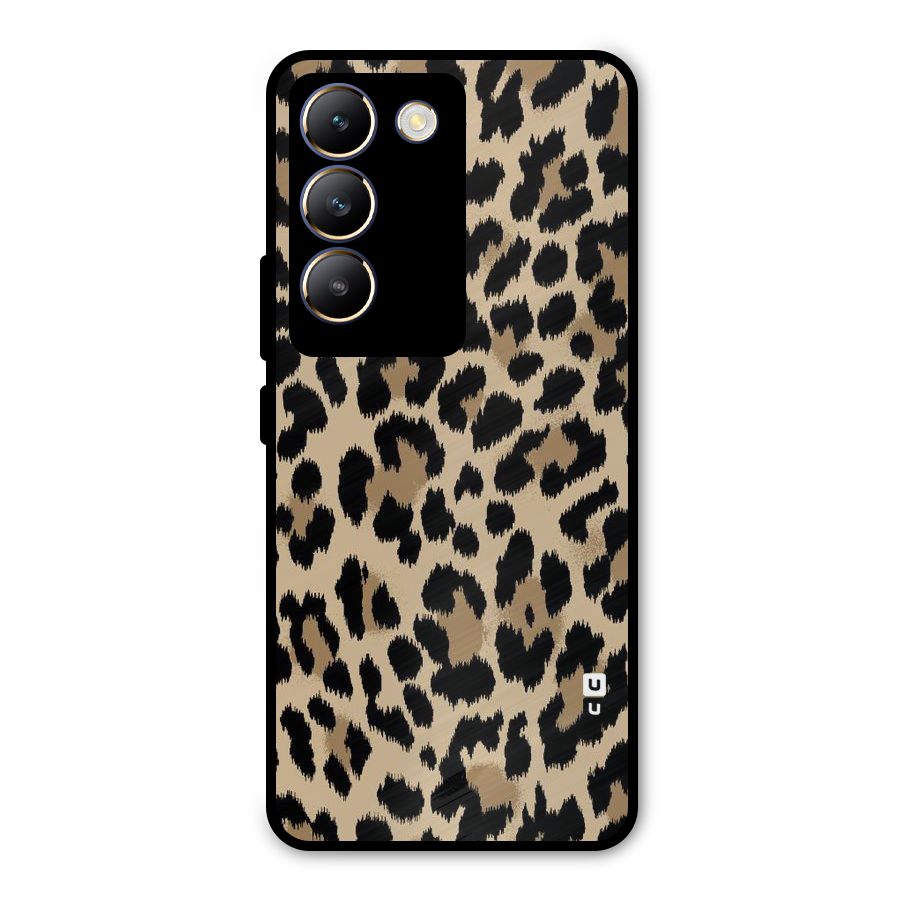 Brown Leapord Print Metal Back Case for Vivo T3 5G