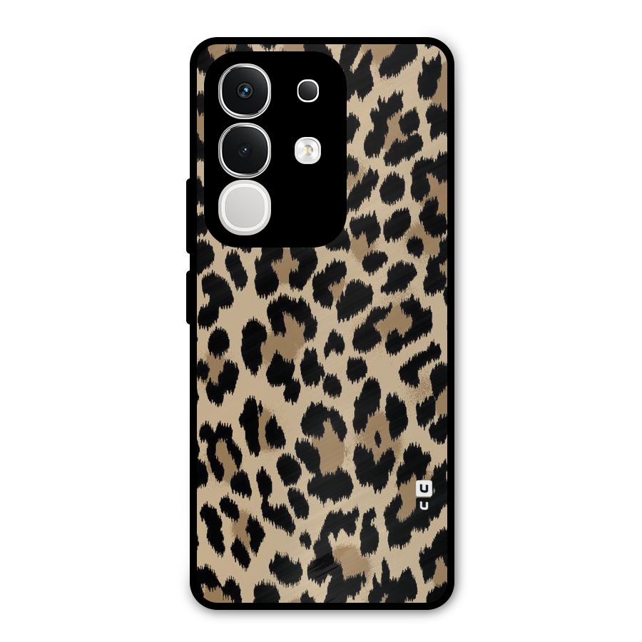 Brown Leapord Print Metal Back Case for Vivo T4x