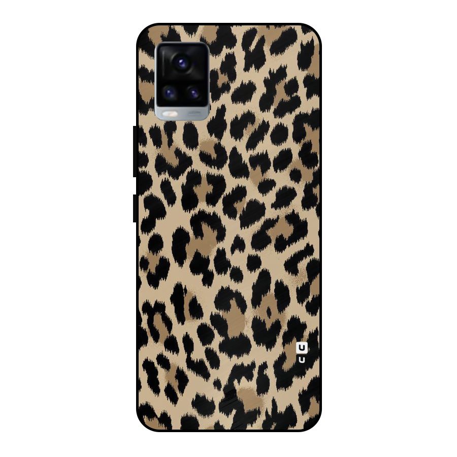 Brown Leapord Print Metal Back Case for Vivo V20