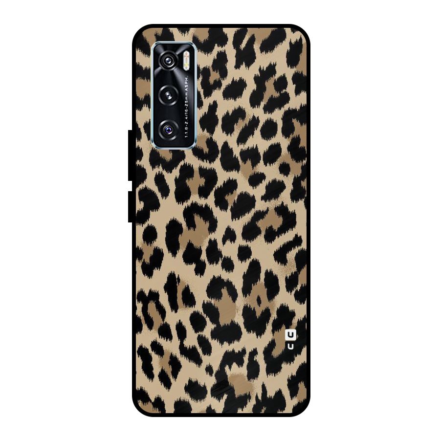 Brown Leapord Print Metal Back Case for Vivo V20 SE