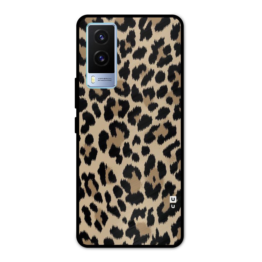 Brown Leapord Print Metal Back Case for Vivo V21e 5G