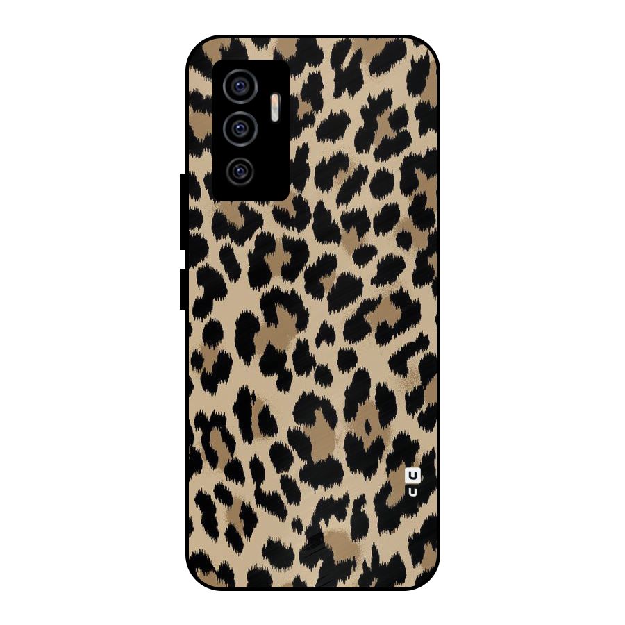 Brown Leapord Print Metal Back Case for Vivo V23e