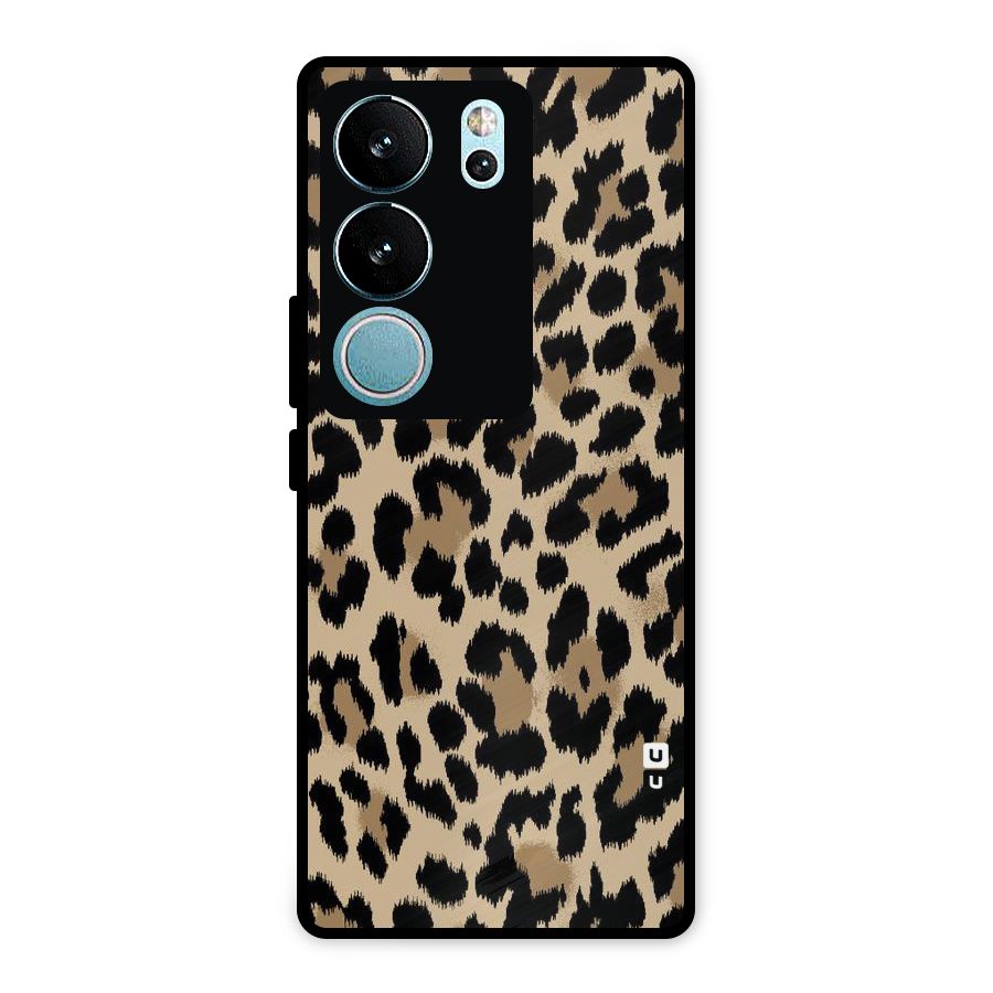 Brown Leapord Print Metal Back Case for Vivo V29