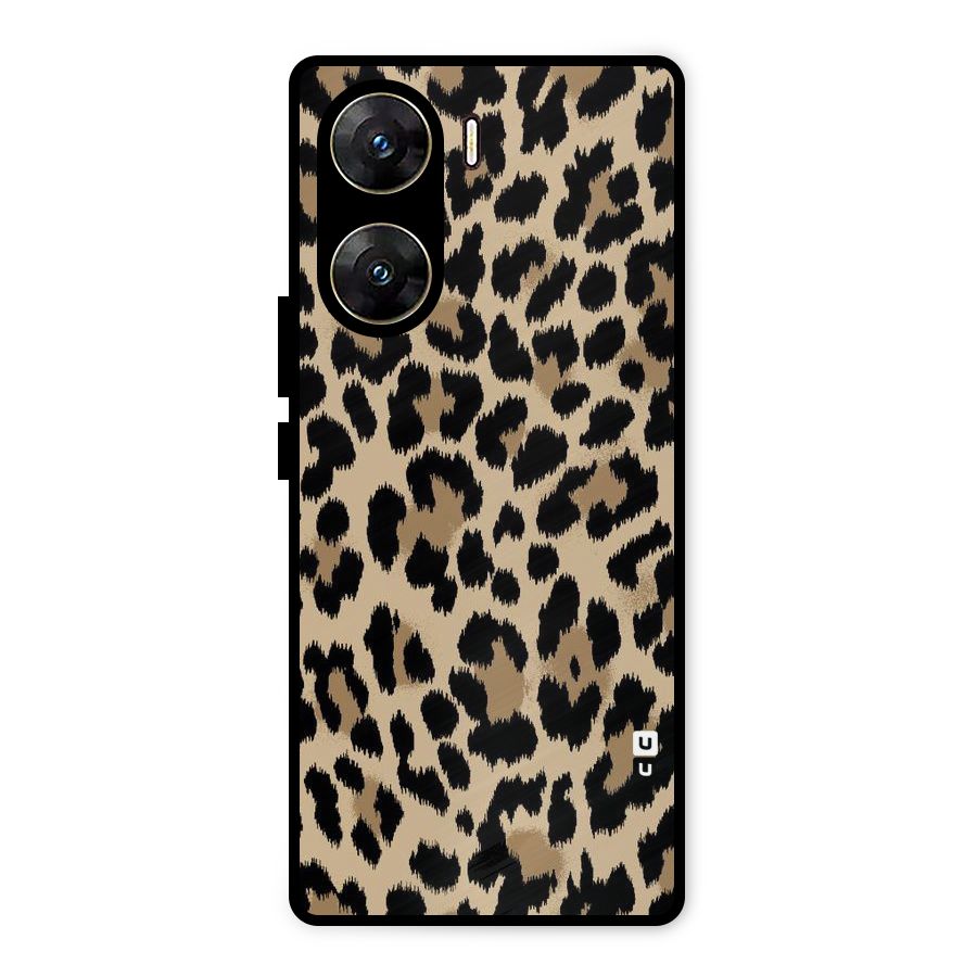 Brown Leapord Print Metal Back Case for Vivo V29e