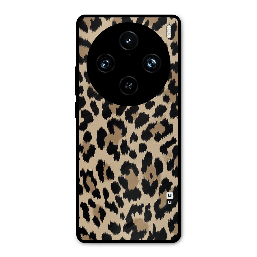Brown Leapord Print Metal Back Case for Vivo X100 Pro