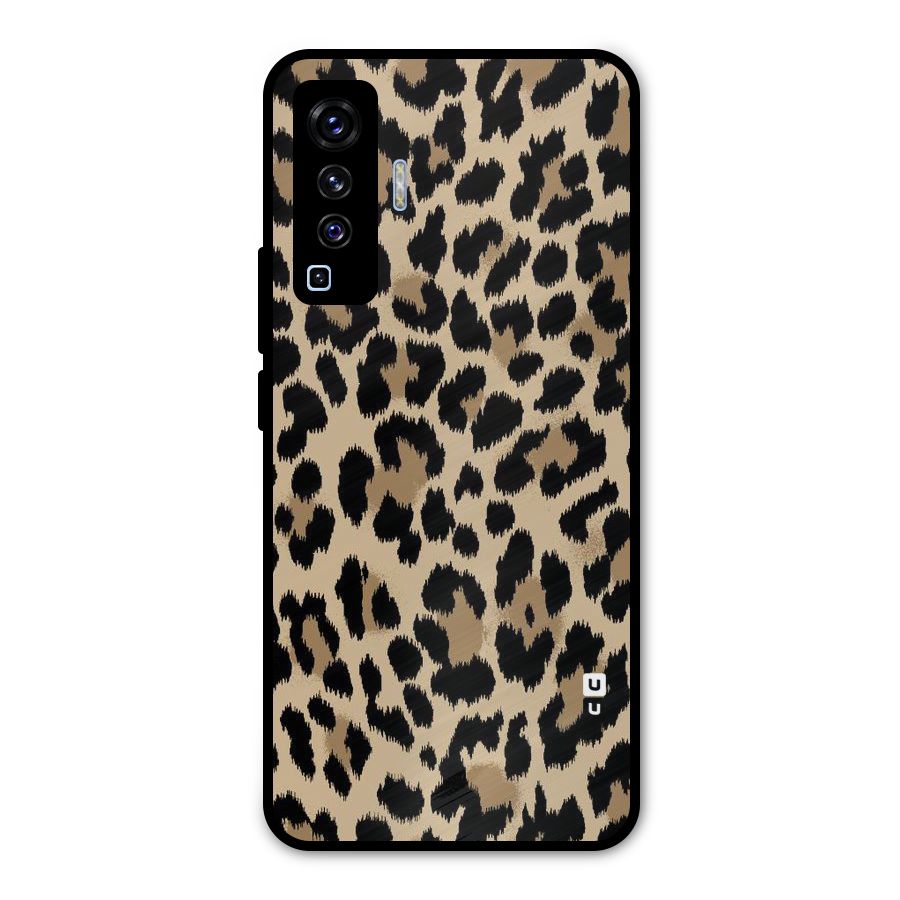 Brown Leapord Print Metal Back Case for Vivo X50