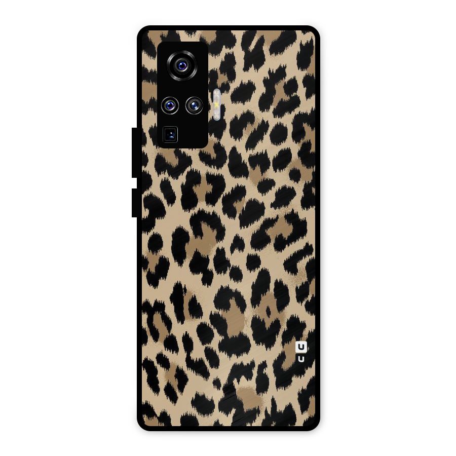 Brown Leapord Print Metal Back Case for Vivo X50 Pro