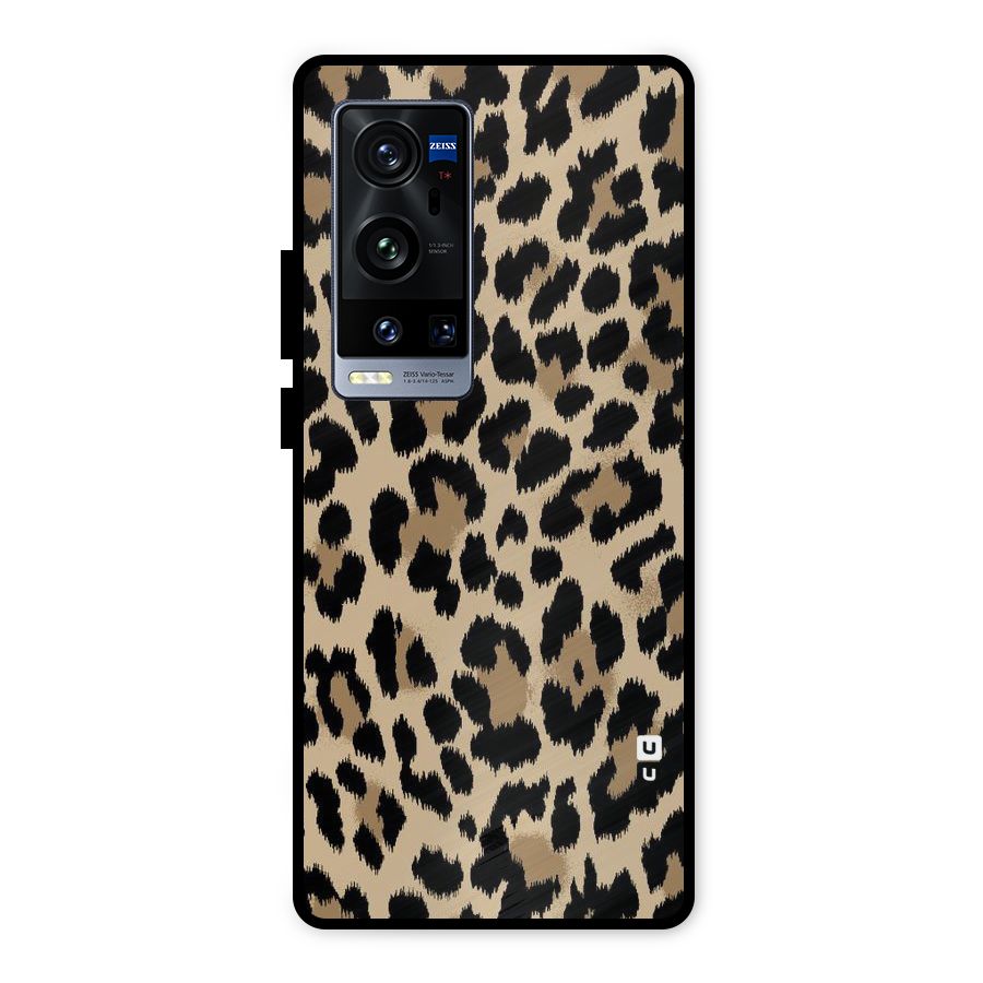 Brown Leapord Print Metal Back Case for Vivo X60 Pro Plus