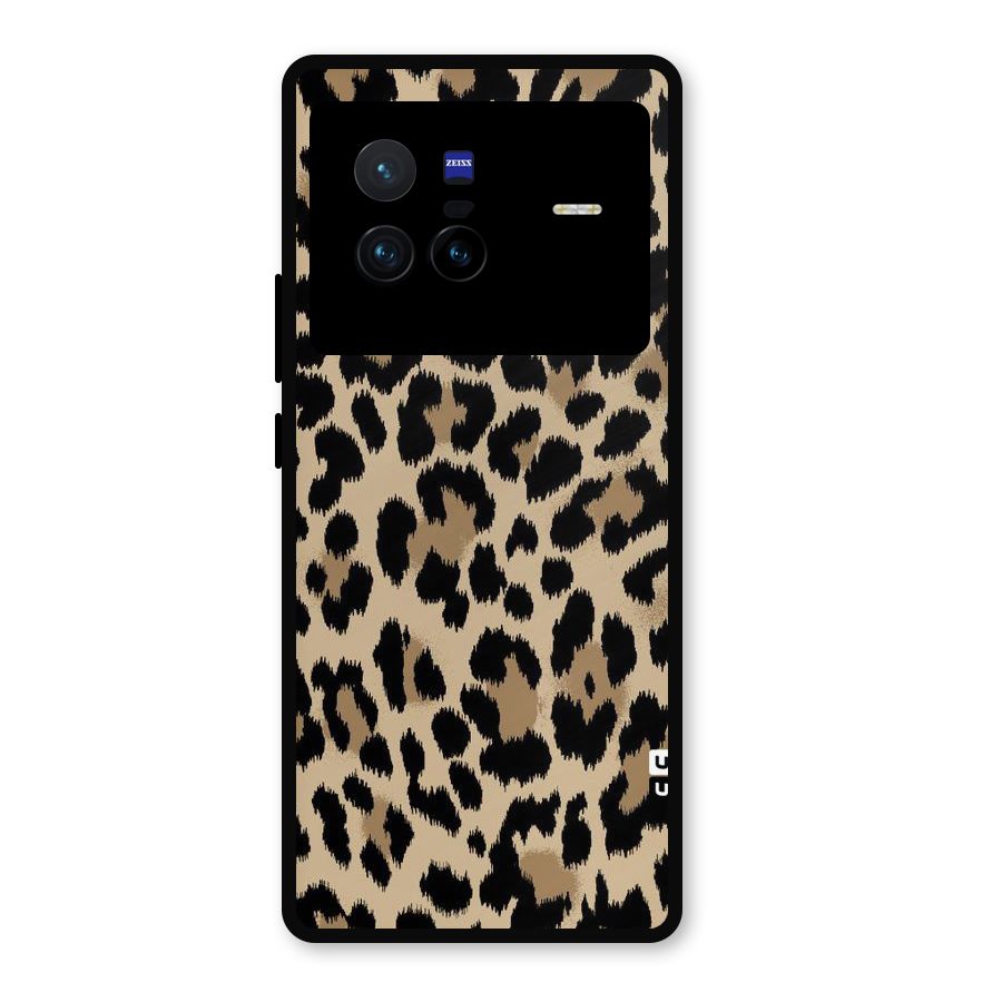 Brown Leapord Print Metal Back Case for Vivo X80