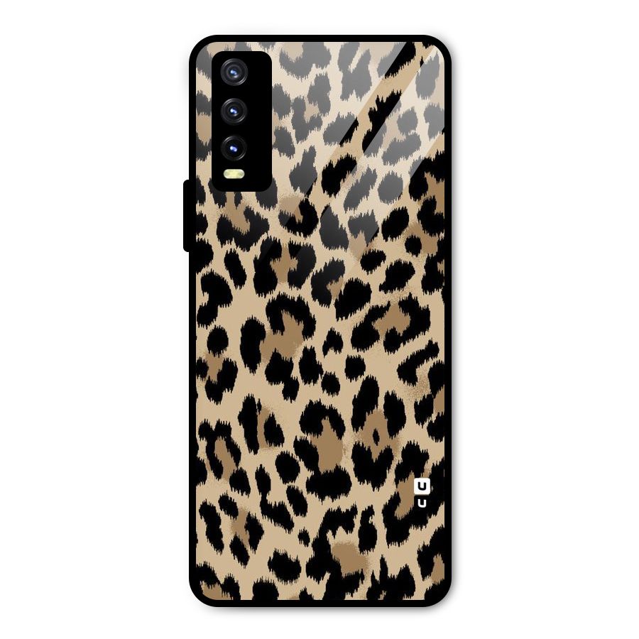 Brown Leapord Print Metal Back Case for Vivo Y20g