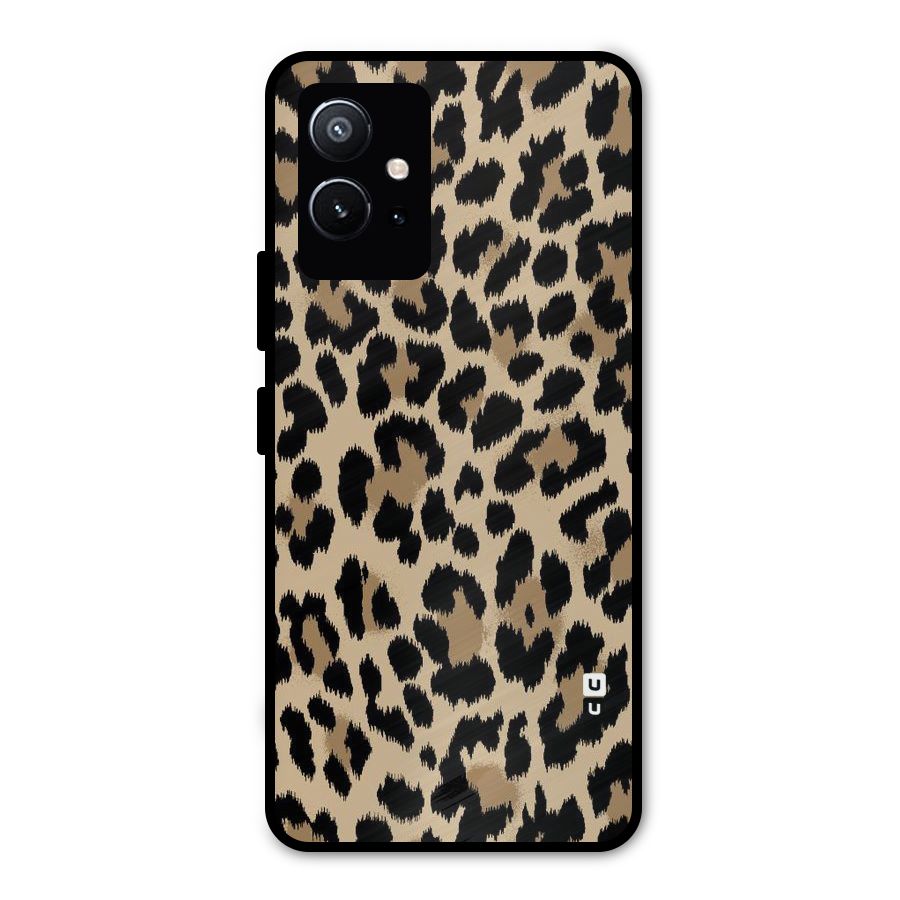 Brown Leapord Print Metal Back Case for Vivo Y75 5G