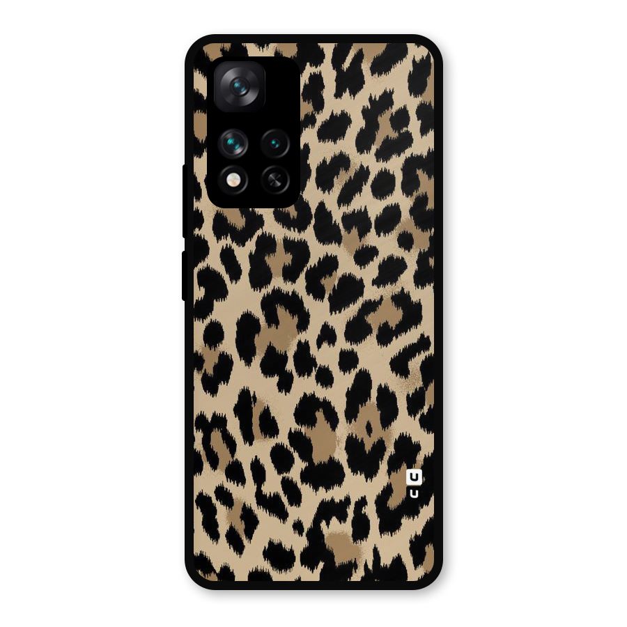 Brown Leapord Print Metal Back Case for Xiaomi 11i Hypercharge 5G