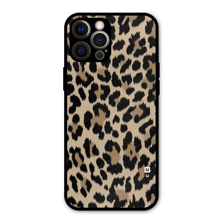 Brown Leapord Print Metal Back Case for iPhone 12 Pro Max