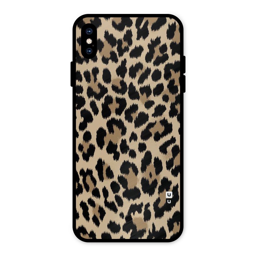 Brown Leapord Print Metal Back Case for iPhone XS Max