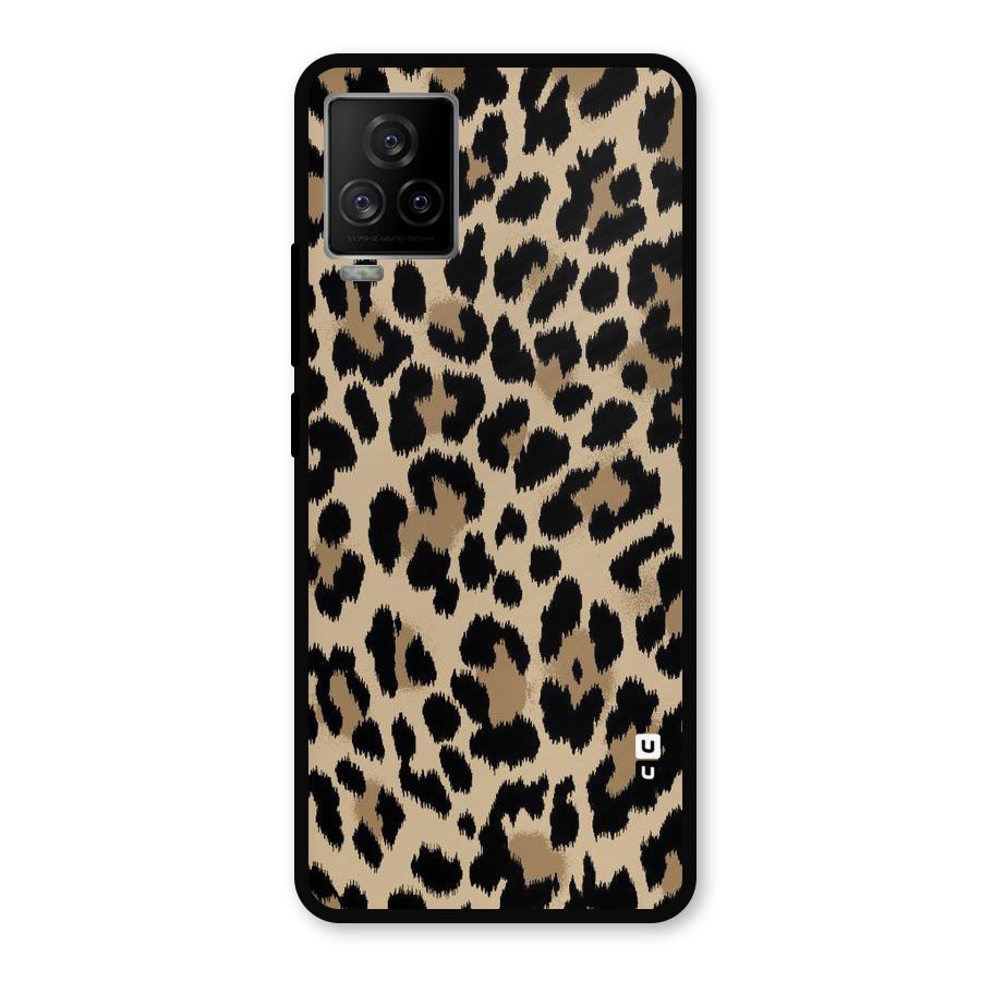 Brown Leapord Print Metal Back Case for iQOO 7 Legend 5G