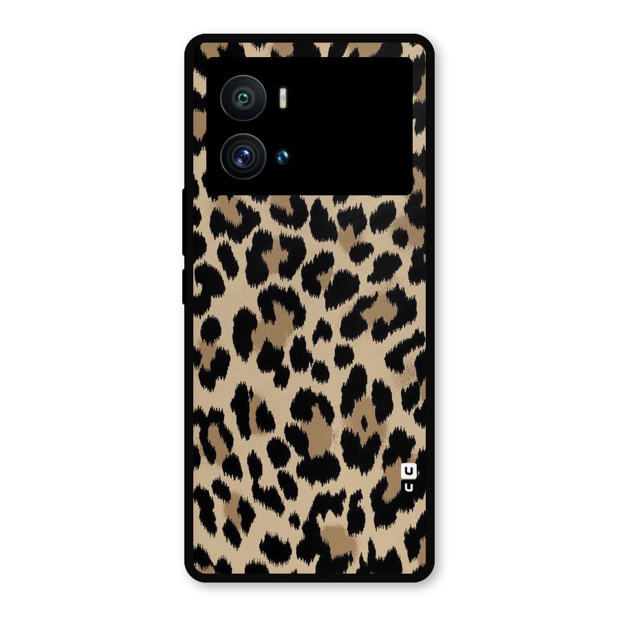 Brown Leapord Print Metal Back Case for iQOO 9 Pro