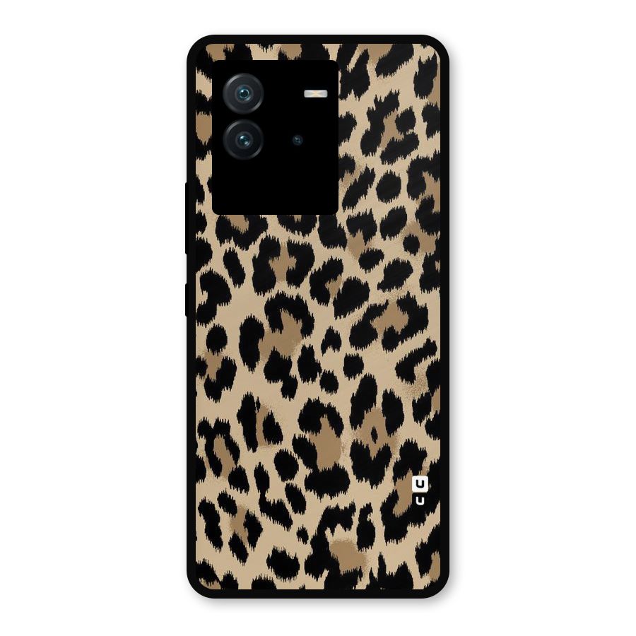 Brown Leapord Print Metal Back Case for iQOO Neo 6 5G