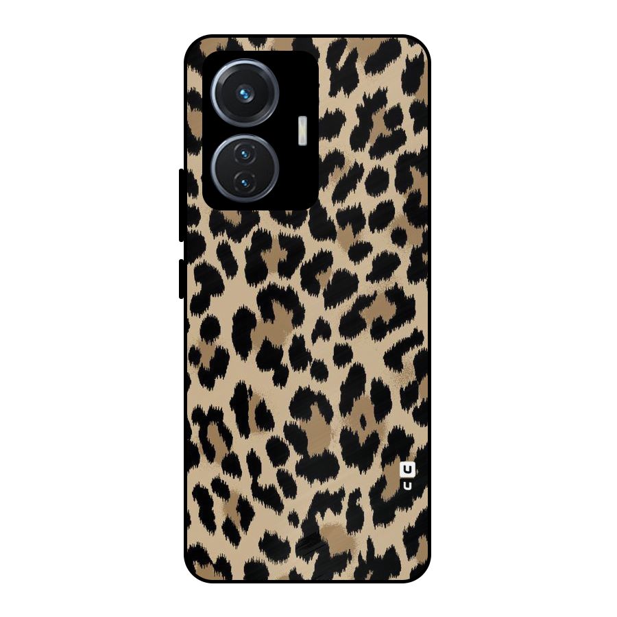 Brown Leapord Print Metal Back Case for iQOO Z6 44W
