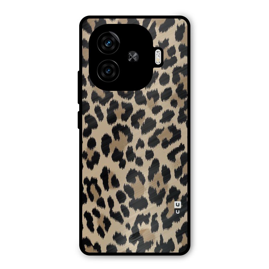 Brown Leapord Print Metal Back Case for iQOO Z9 Turbo