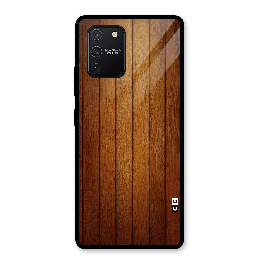 Brown Wood Design Glass Back Case for Galaxy S10 Lite