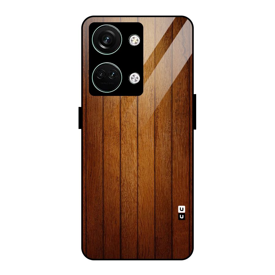 Brown Wood Design Glass Back Case for Oneplus Nord 3