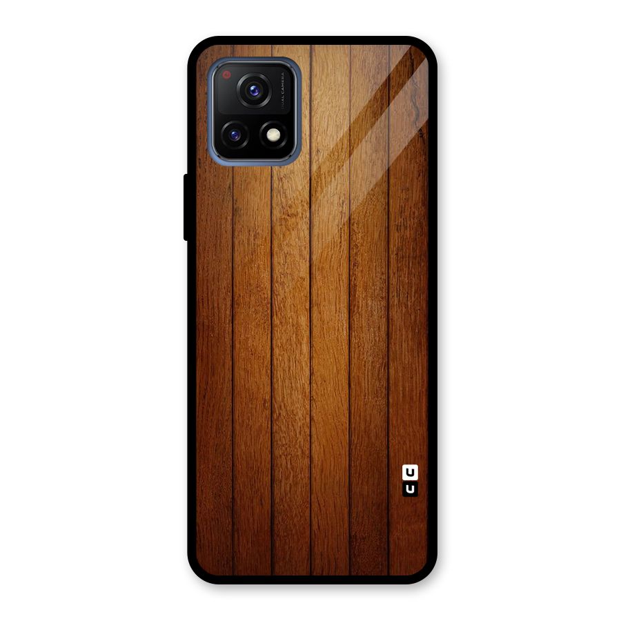Brown Wood Design Glass Back Case for Vivo Y72 5G