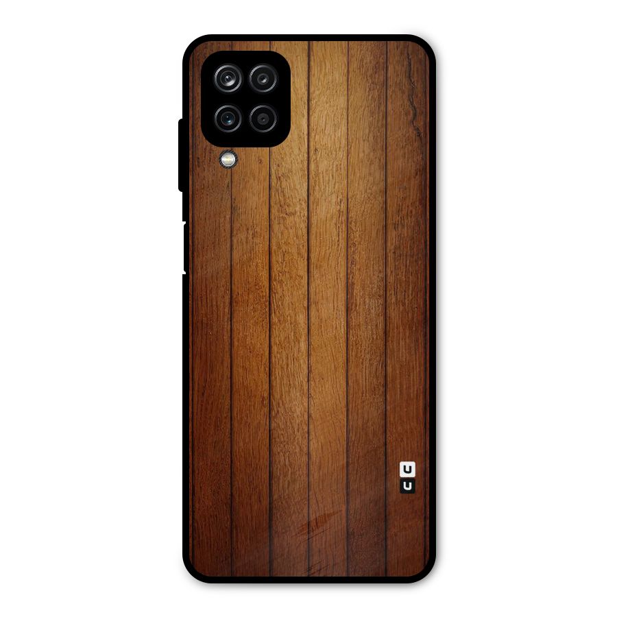 Brown Wood Design Metal Back Case for Galaxy A12