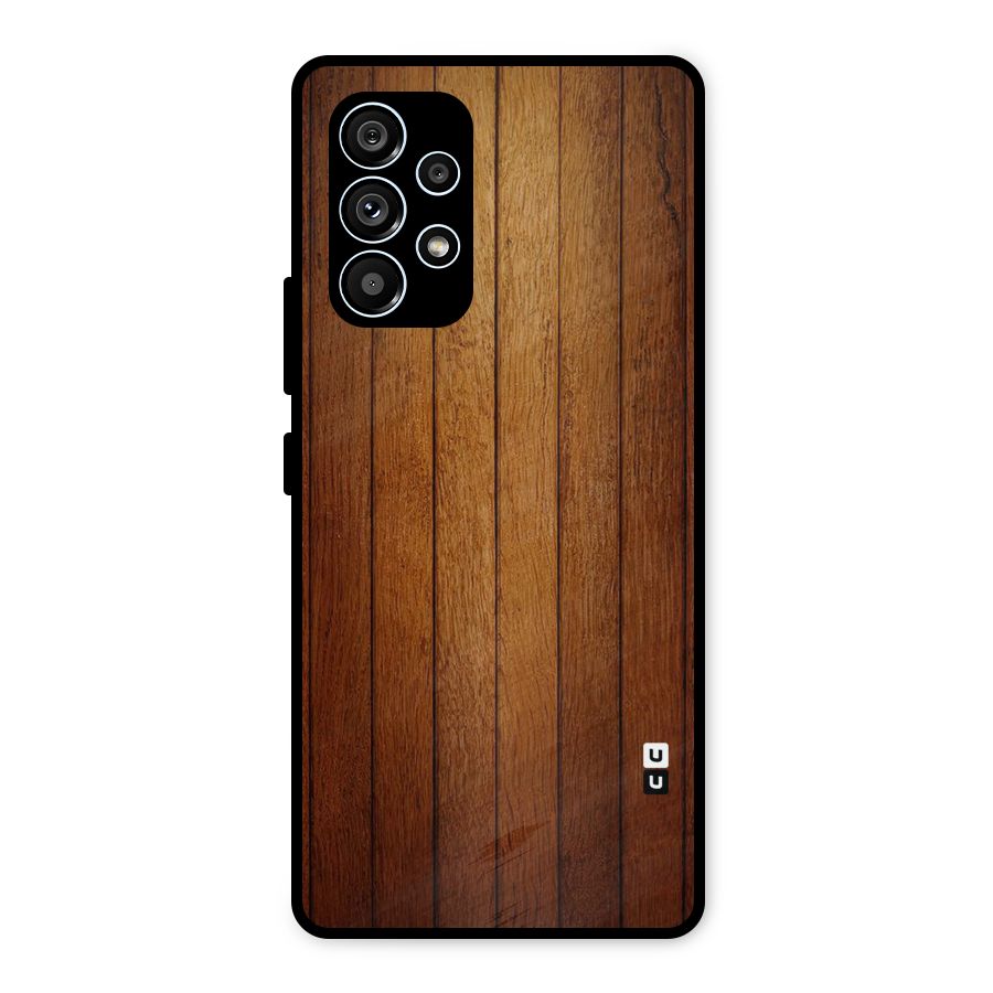 Brown Wood Design Metal Back Case for Galaxy A53 5G