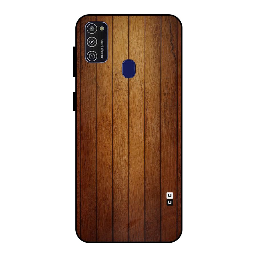 Brown Wood Design Metal Back Case for Galaxy M21