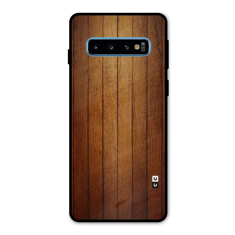 Brown Wood Design Metal Back Case for Galaxy S10