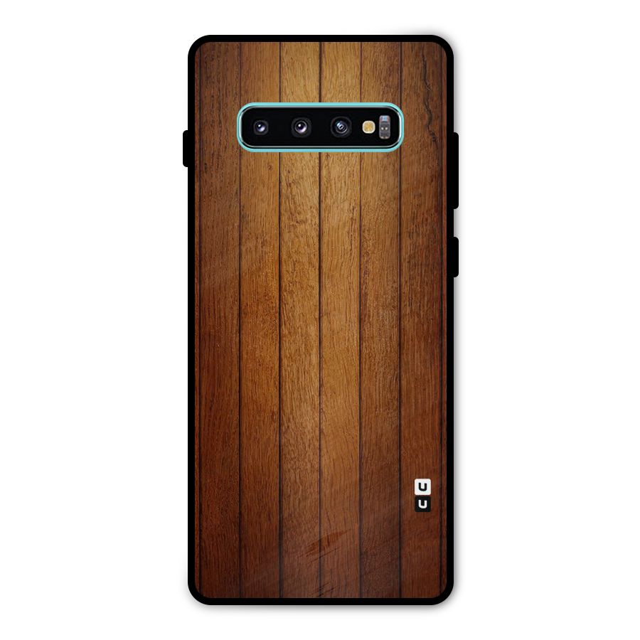 Brown Wood Design Metal Back Case for Galaxy S10 Plus