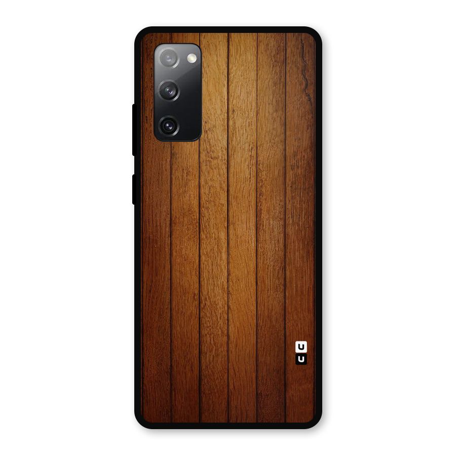 Brown Wood Design Metal Back Case for Galaxy S20 FE